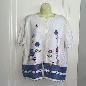 Alfred Dunner garden theme short sleeved cardigan